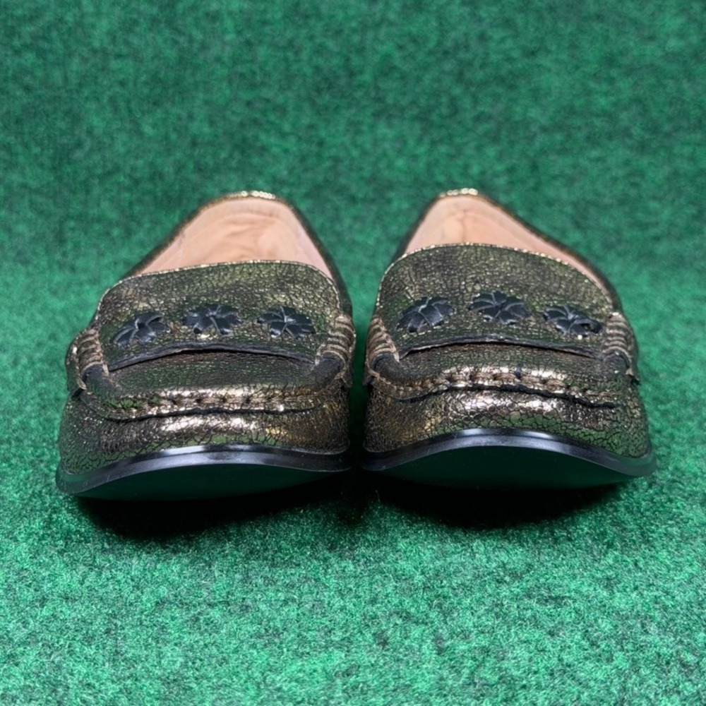 Jack Rogers Remy Loafer Metallic Gold Crackle Leather Rondelle Flower Womens 7B - Picture 4 of 9